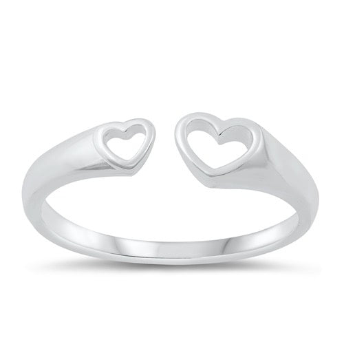 Heart pressure silver ring