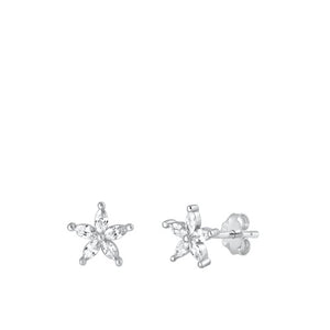 Small flower zirconia silver earring