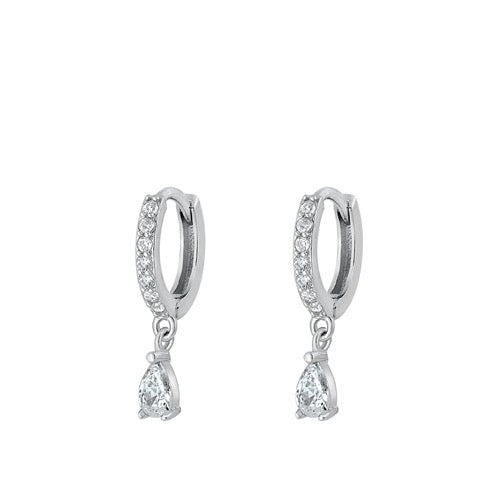 Hoop drop zirconia silver earring