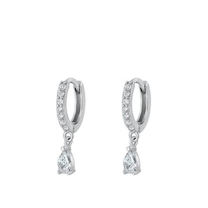 Hoop drop zirconia silver earring