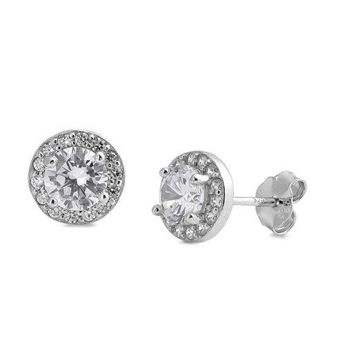 Round zirconia silver earring