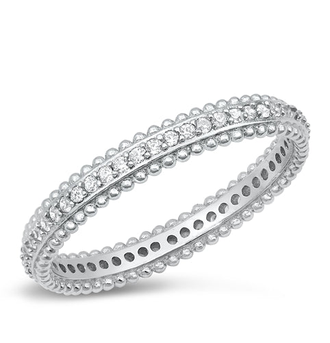 Radiant zirconia silver band