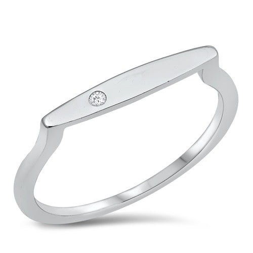 Thin bar modern silver ring
