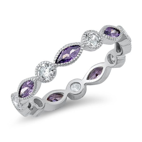 Purple zirconia silver band