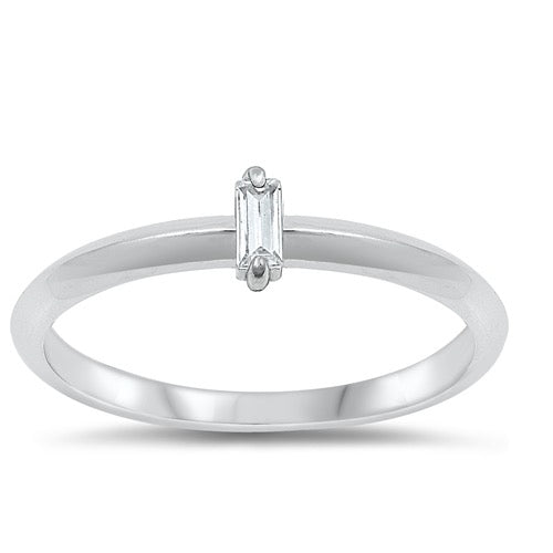 Minimalist zirconia stackable silver ring