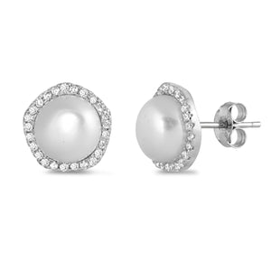 Freshwater pearl and zirconia silver