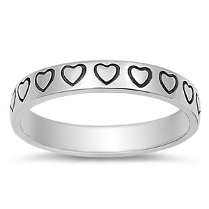 Engraved heart silver band