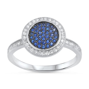 Blue sapphire zirconia silver ring