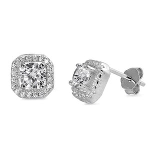 Square zirconia silver earring