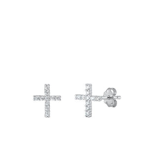 Cross stud silver earring