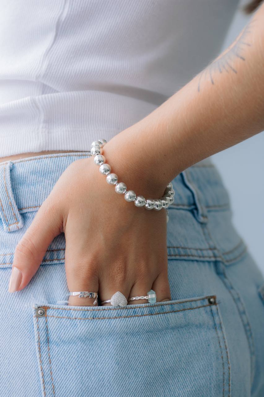 Beaded silver bracelet