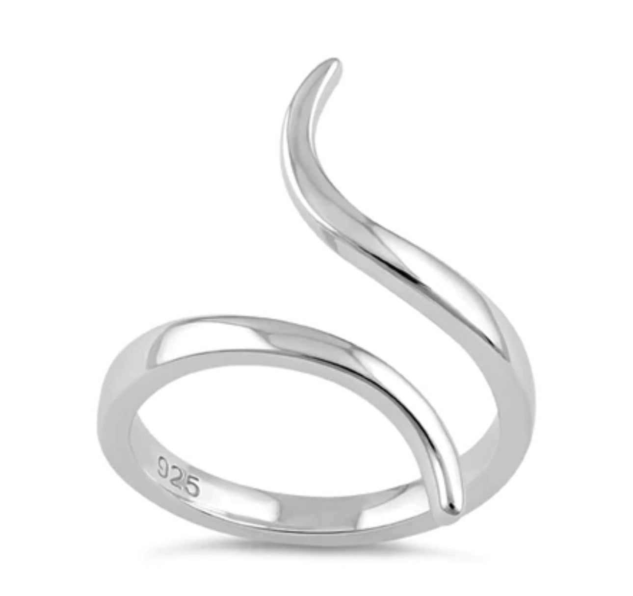 Curved silver ring