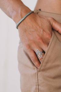 Men oxidized silver bracelet