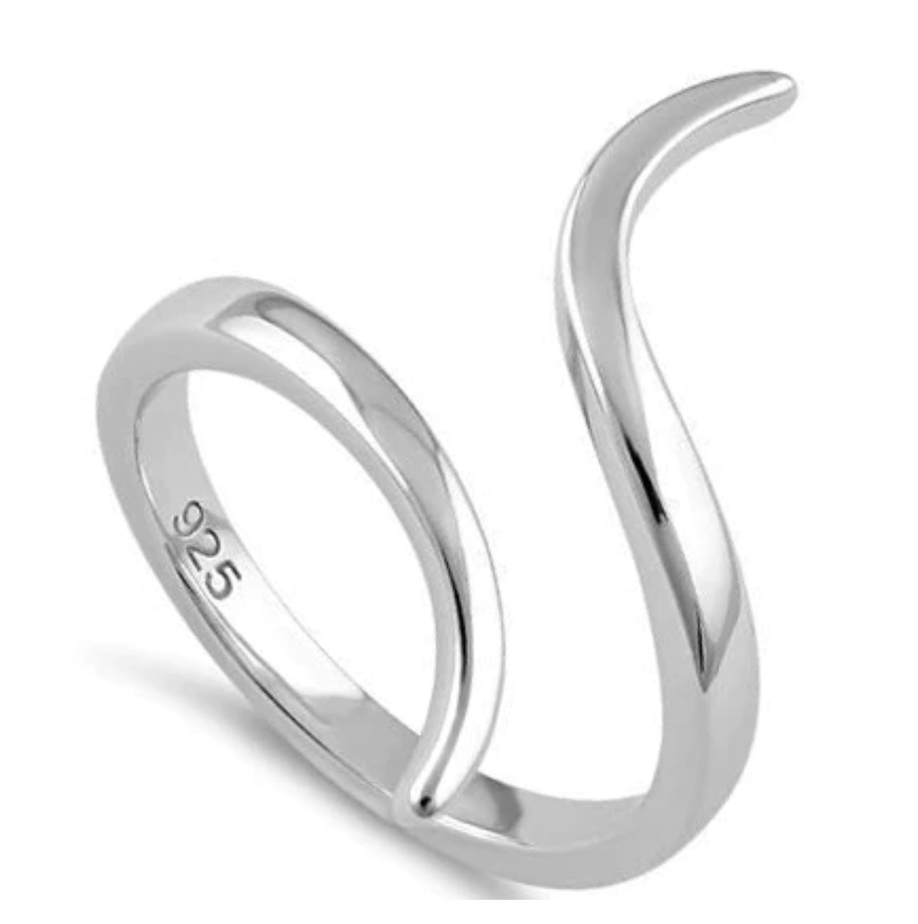 Curved silver ring