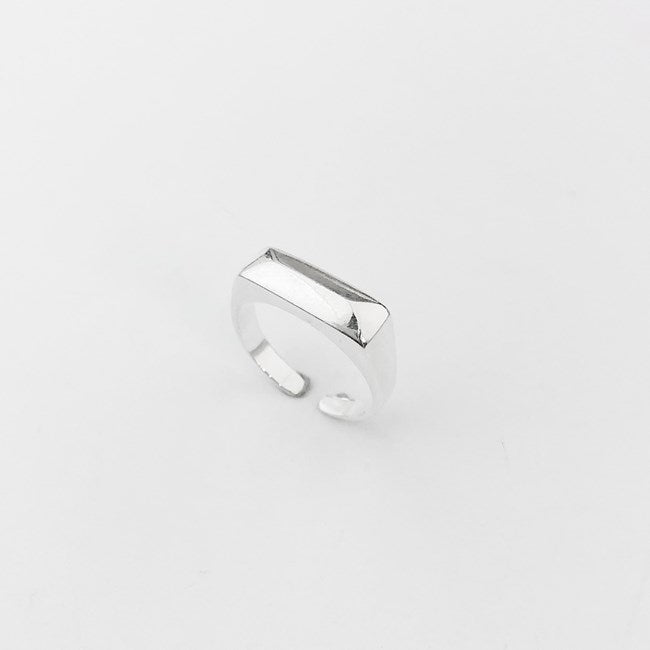 square pressure silver ring