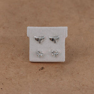 Whale tail and zirconia earring set