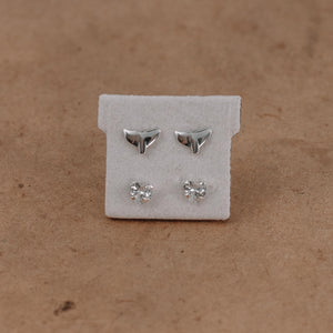 Whale tail and zirconia earring set