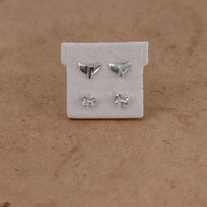 Whale tail and zirconia earring set