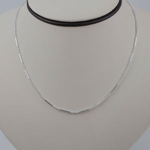 Bead and bar silver chain