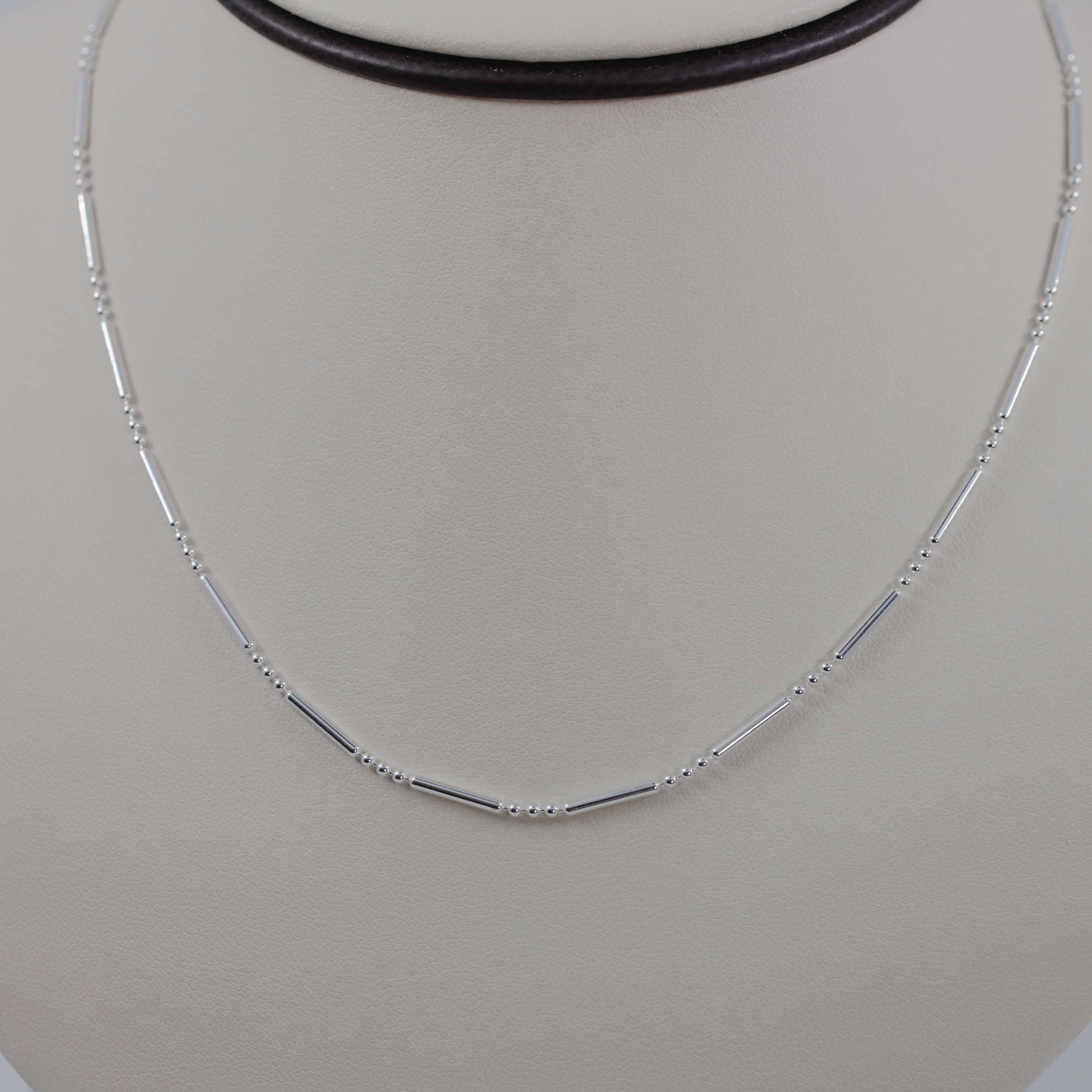 Bead and bar silver chain