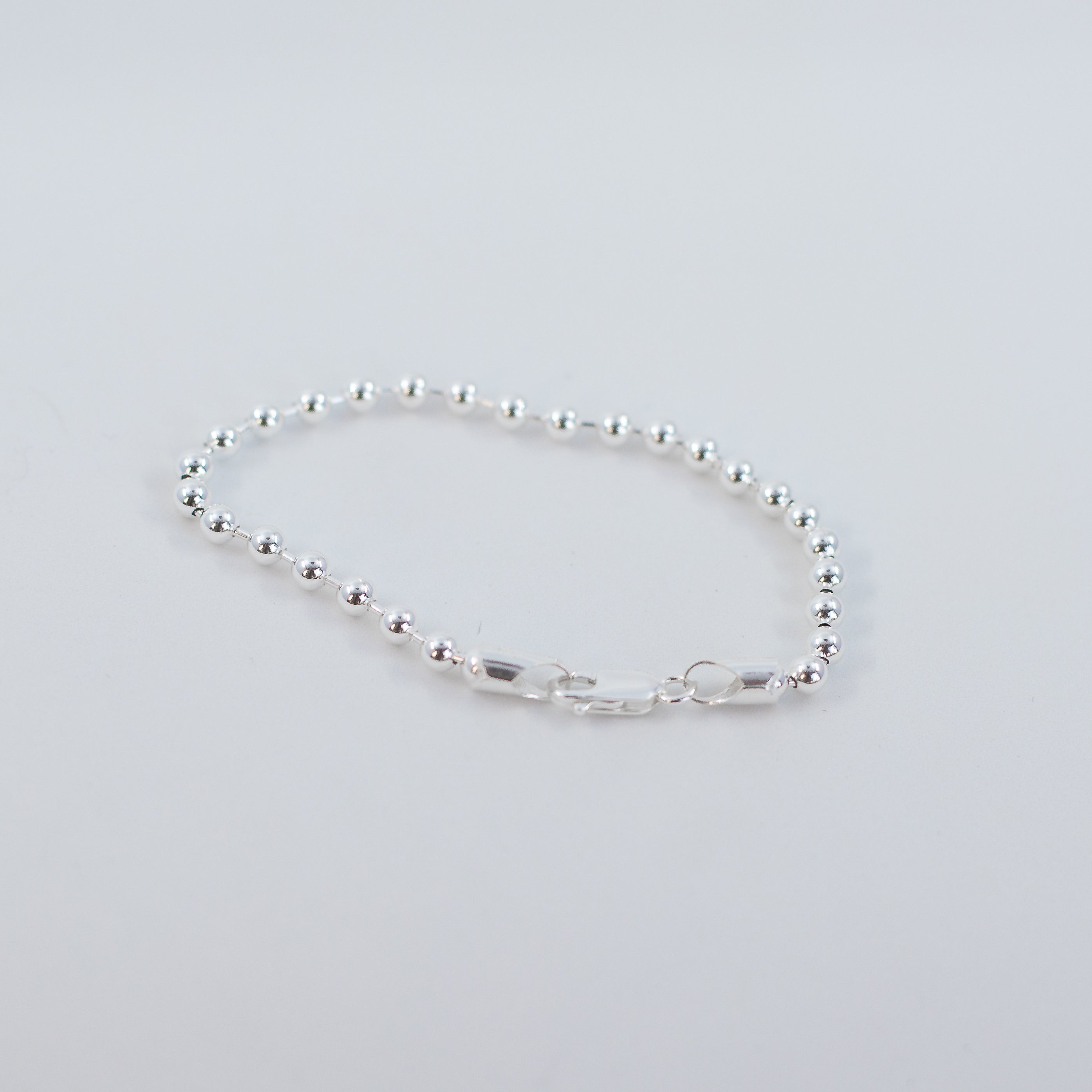 Beaded moon walk 4mm silver bracelet