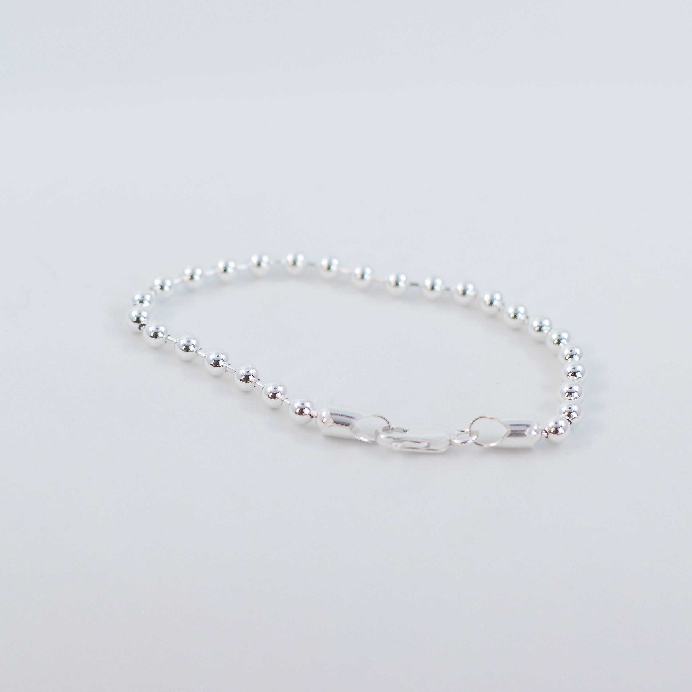 Beaded moon walk 4mm silver bracelet