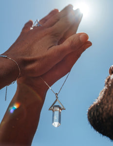 Clear crystal silver pendant