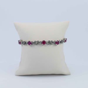 Round Rhodolite gemstone bolo bracelet