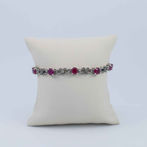 Round Rhodolite gemstone bolo bracelet