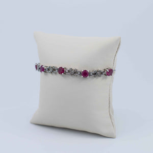 Round Rhodolite gemstone bolo bracelet