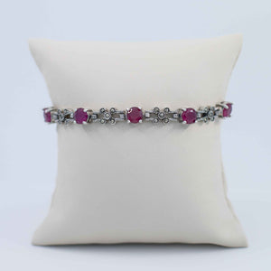 Round Rhodolite gemstone bolo bracelet