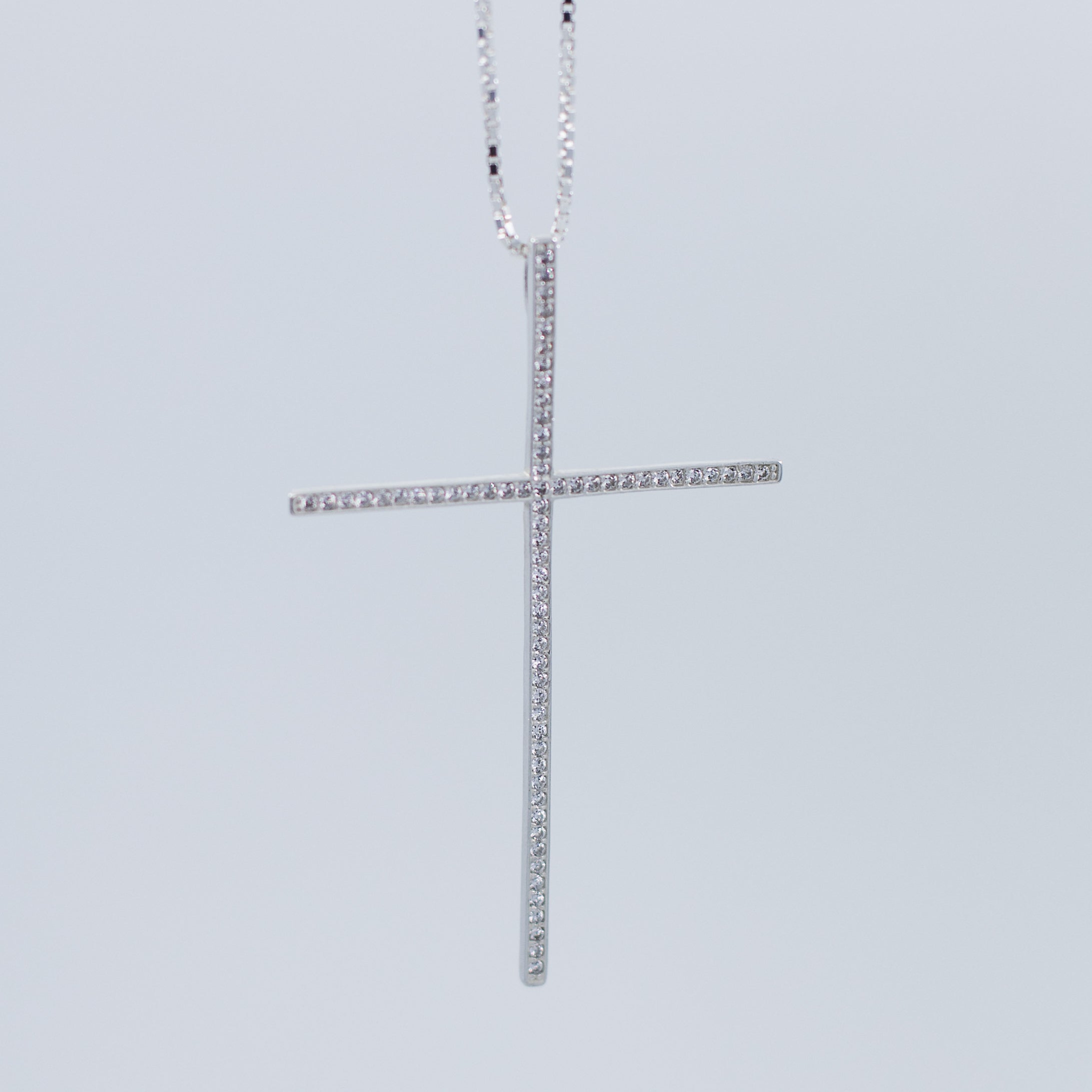 Big cross silver necklace