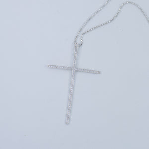 Big cross silver necklace