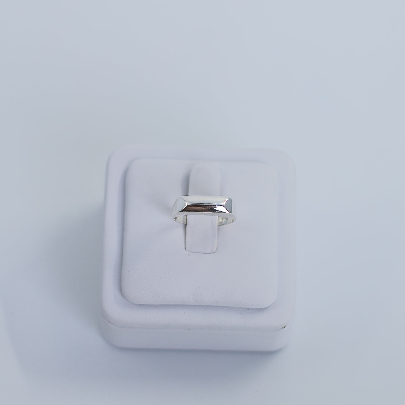 square pressure silver ring