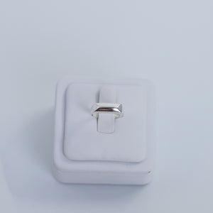 square pressure silver ring