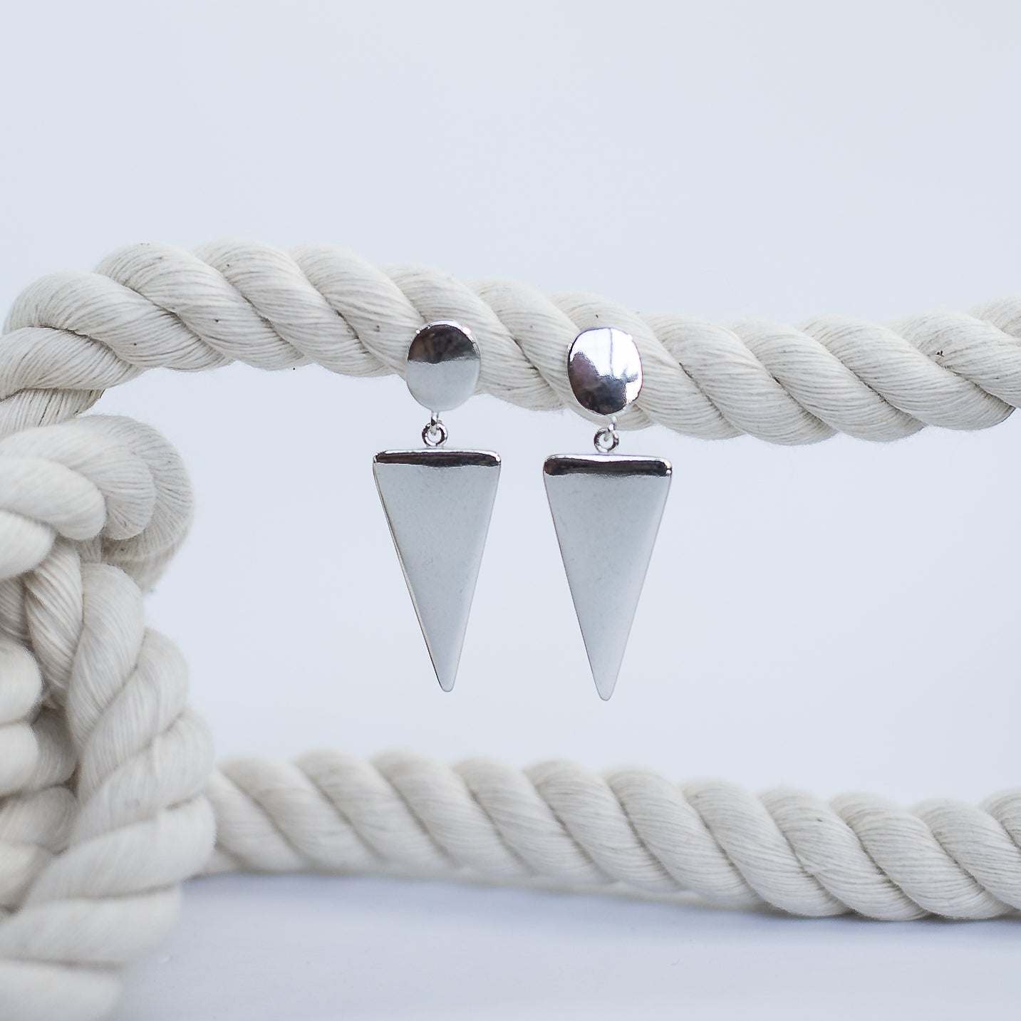 Modern geometric silver earring