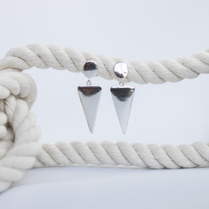 Modern geometric silver earring