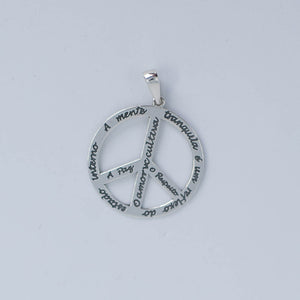 Peace sign written silver pendant