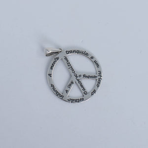 Peace sign written silver pendant