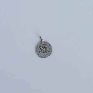 Mandala small silver pendant