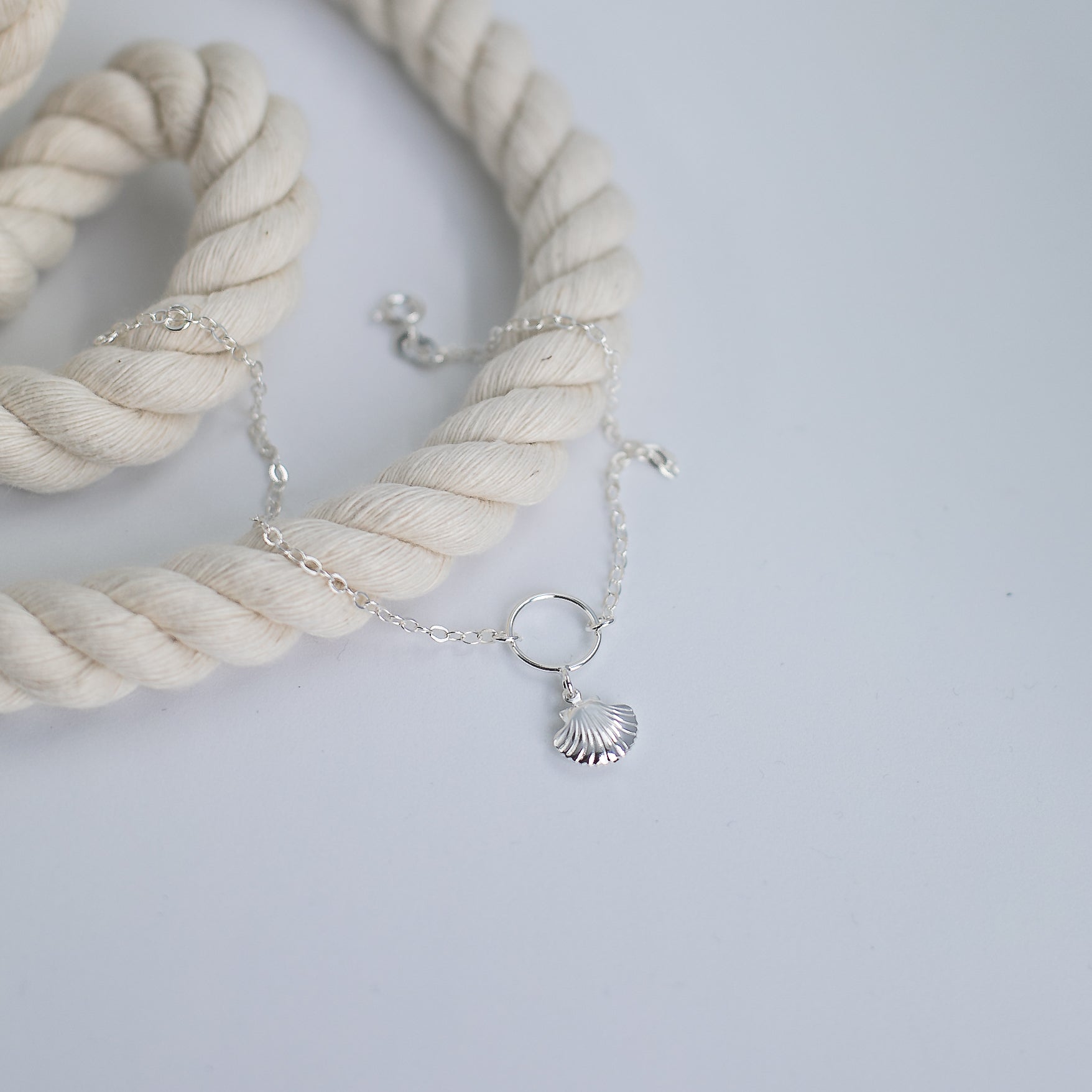 seashell silver anklet