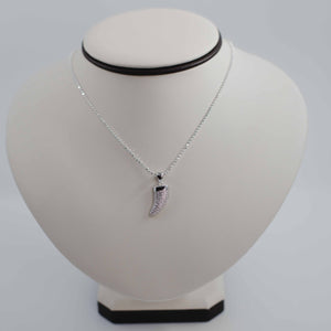 Zirconia paved tooth silver necklace