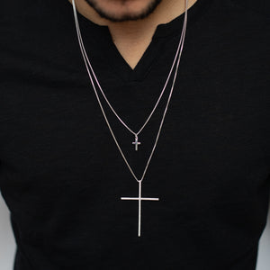 Big cross silver necklace