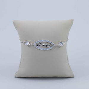 Amor paved zirconia silver bracelet