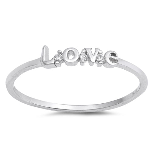 Written Love and zirconia silver ring