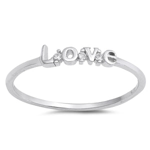 Written Love and zirconia silver ring