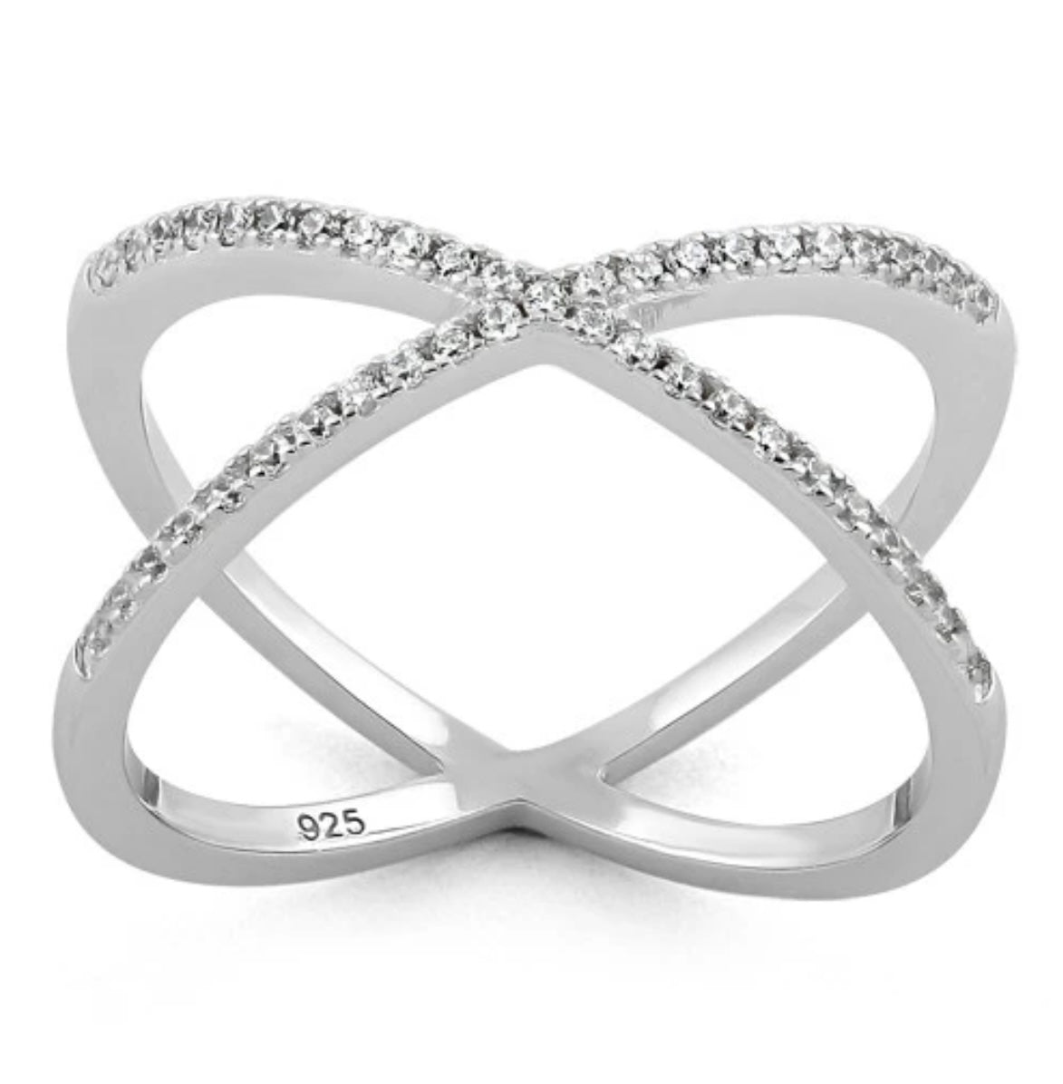 Modern interlaced silver ring