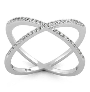 Modern interlaced silver ring