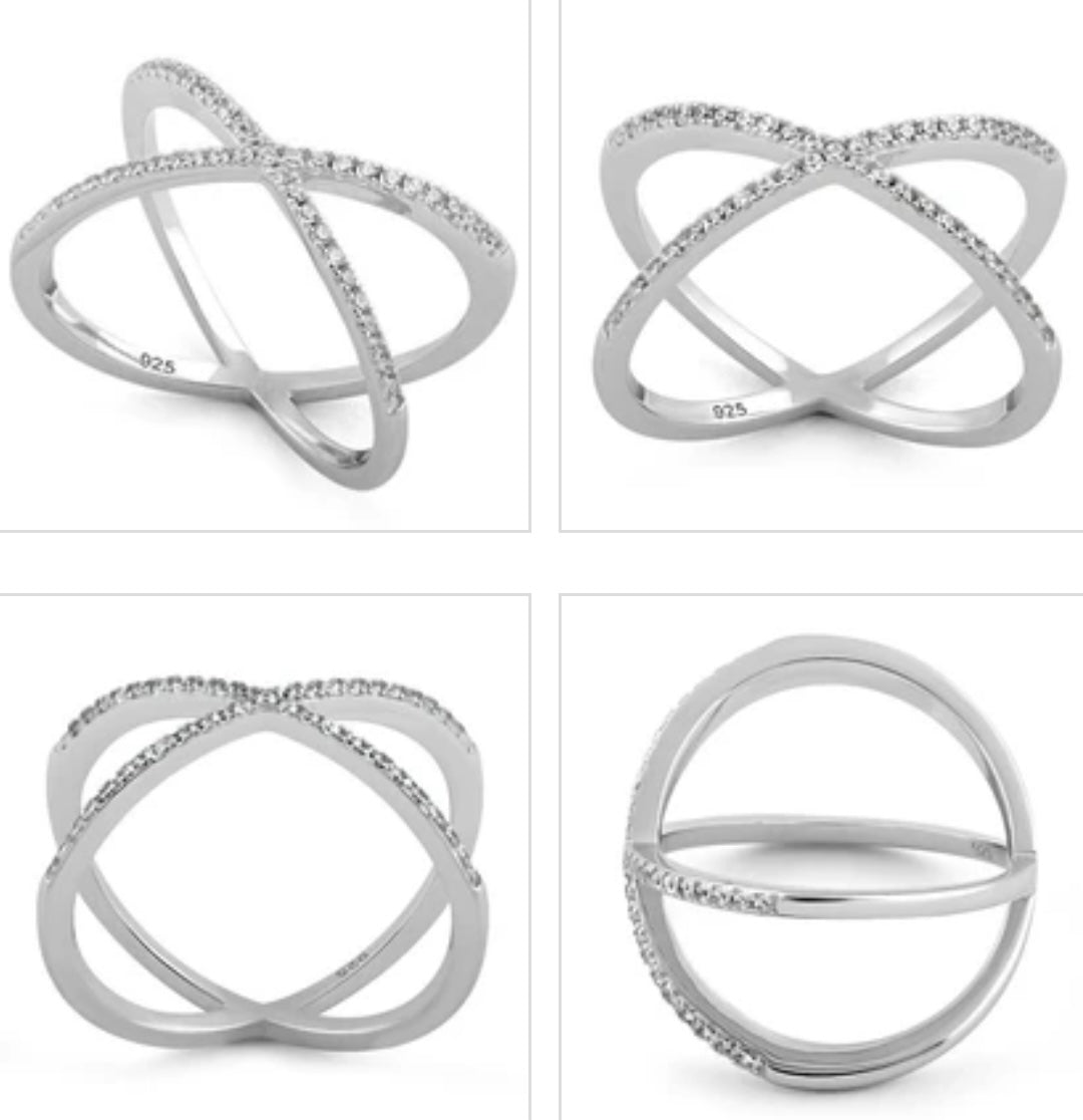 Modern interlaced silver ring