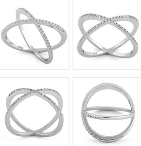 Modern interlaced silver ring